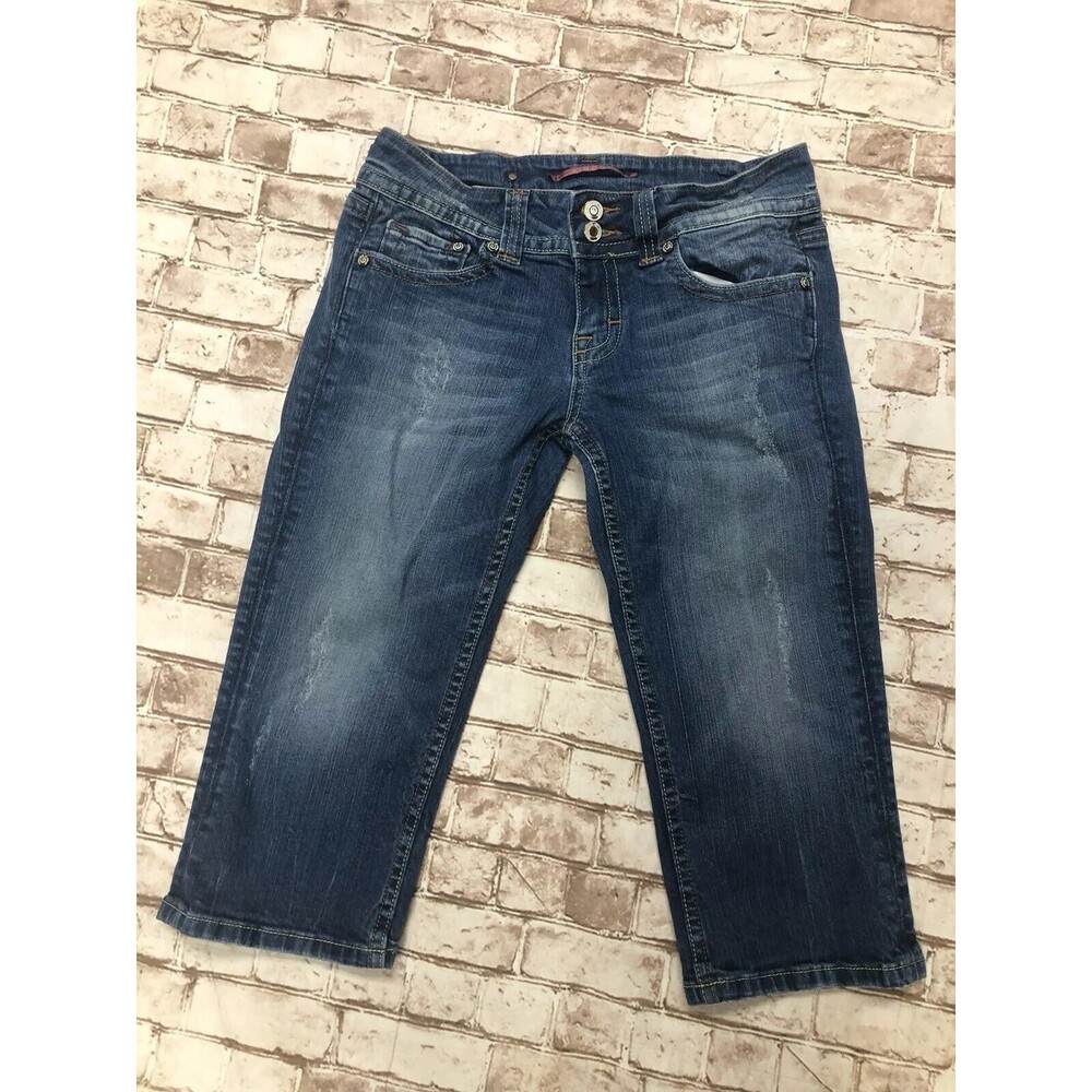 Vigoss Jeans‎ Knee Shorts Capris Blue Denim Women's Size 5 Flap Back Pockets